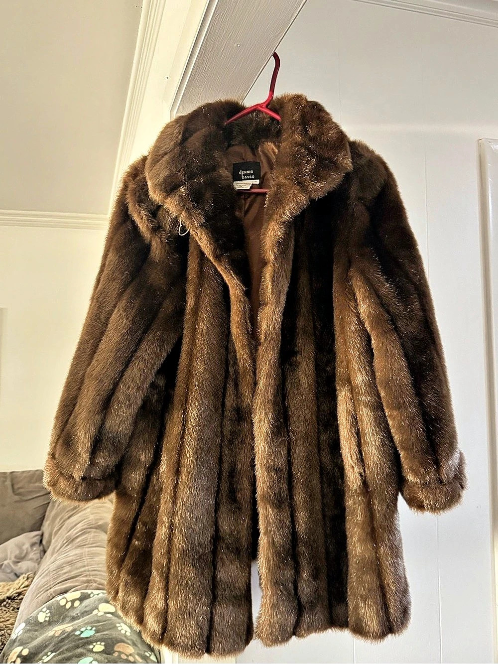 Dennis Basso Brown Faux Fur Coat Like New